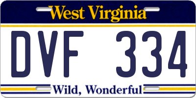 WV license plate DVF334