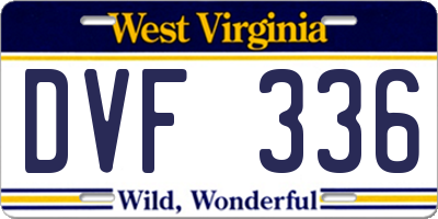 WV license plate DVF336