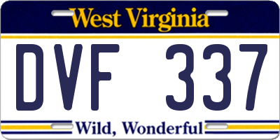 WV license plate DVF337