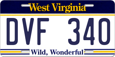 WV license plate DVF340