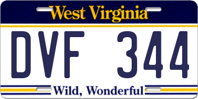 WV license plate DVF344