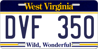 WV license plate DVF350