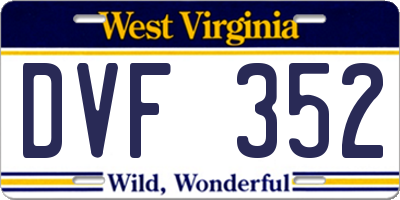 WV license plate DVF352