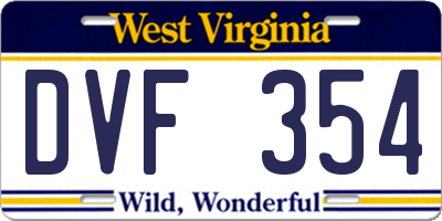 WV license plate DVF354