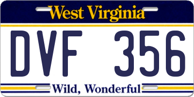 WV license plate DVF356