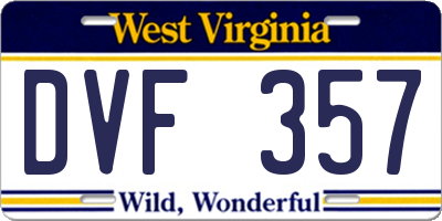 WV license plate DVF357