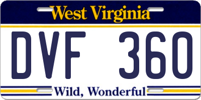 WV license plate DVF360