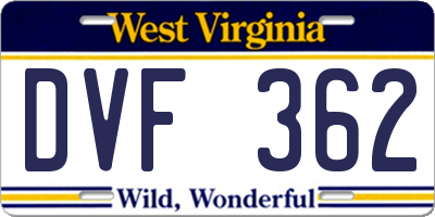 WV license plate DVF362