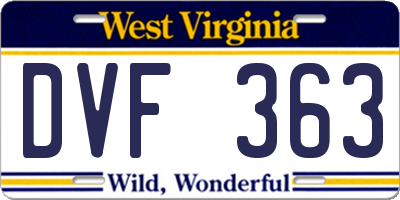 WV license plate DVF363