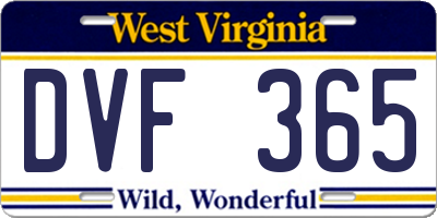 WV license plate DVF365