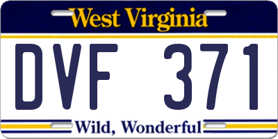 WV license plate DVF371