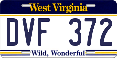 WV license plate DVF372