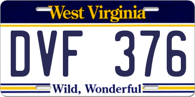 WV license plate DVF376