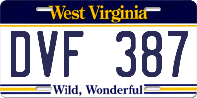 WV license plate DVF387