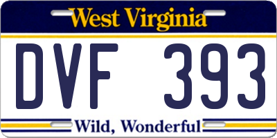 WV license plate DVF393