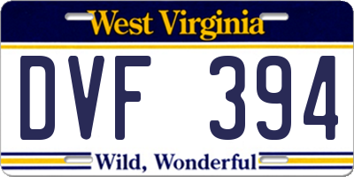 WV license plate DVF394