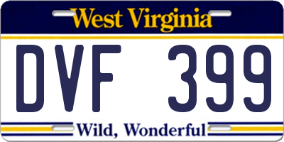WV license plate DVF399