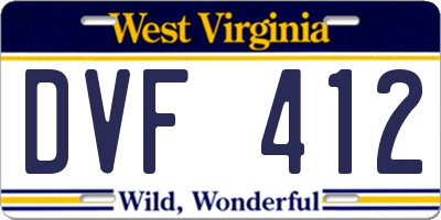 WV license plate DVF412