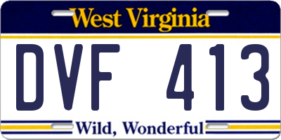 WV license plate DVF413
