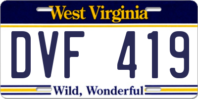 WV license plate DVF419