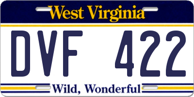 WV license plate DVF422