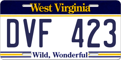 WV license plate DVF423