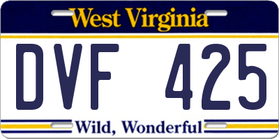 WV license plate DVF425