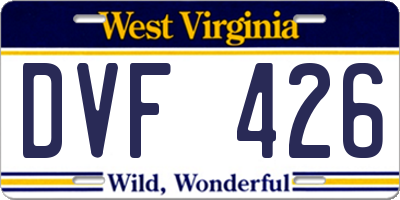 WV license plate DVF426