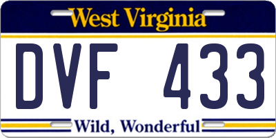 WV license plate DVF433
