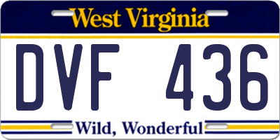 WV license plate DVF436