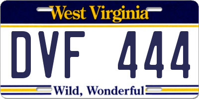 WV license plate DVF444