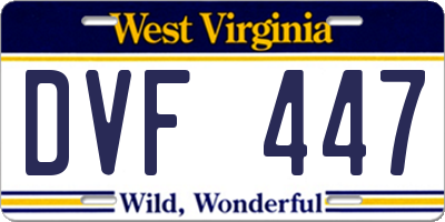 WV license plate DVF447