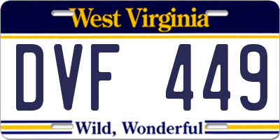 WV license plate DVF449