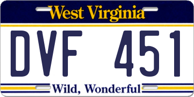 WV license plate DVF451