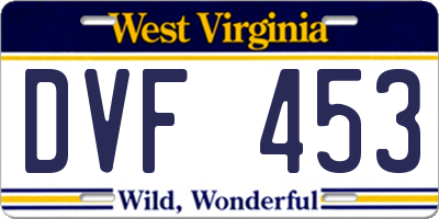 WV license plate DVF453