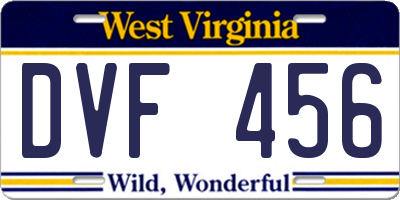 WV license plate DVF456