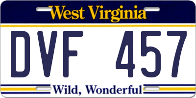 WV license plate DVF457
