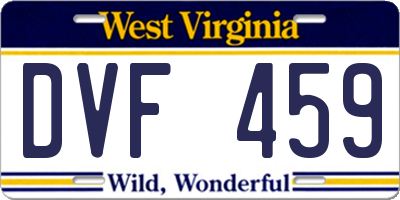 WV license plate DVF459