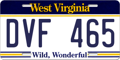 WV license plate DVF465