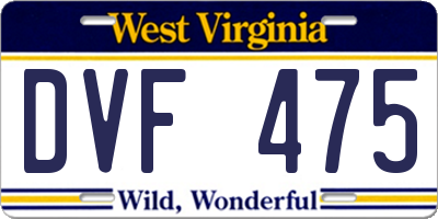 WV license plate DVF475