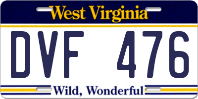 WV license plate DVF476