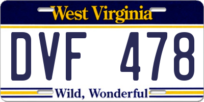 WV license plate DVF478