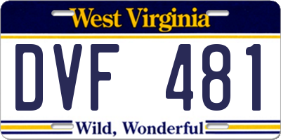WV license plate DVF481