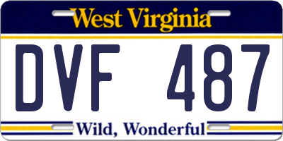 WV license plate DVF487