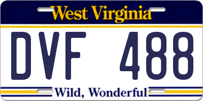 WV license plate DVF488