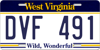 WV license plate DVF491