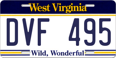 WV license plate DVF495