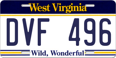 WV license plate DVF496