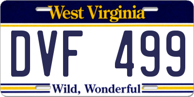 WV license plate DVF499