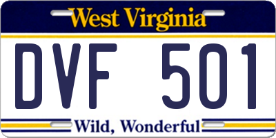 WV license plate DVF501